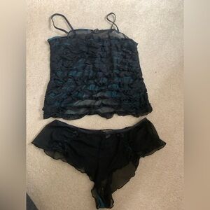 Elegant Black Lace Camisole and Panty Set, NWOT